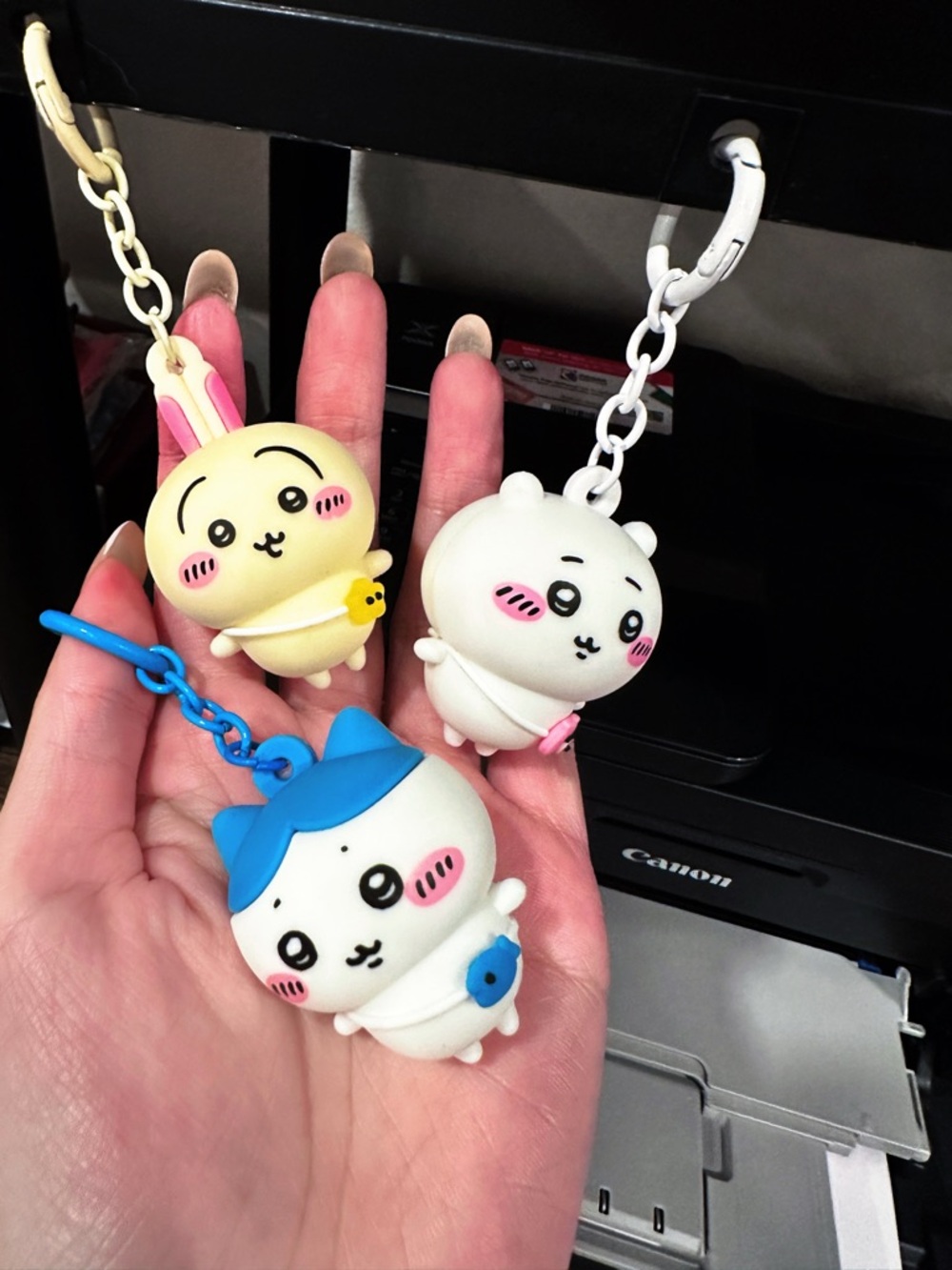 Chiikawa Keychain Trio - Pink, Blue, Yellow